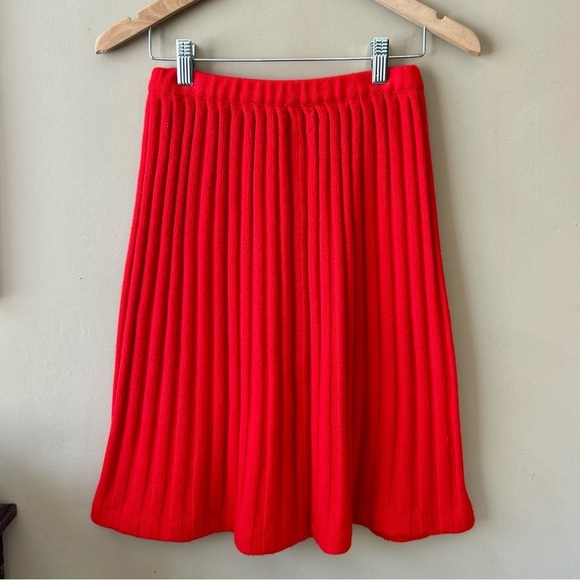 Vintage 1970s Ballantyne Berk of Burlington Arcade Scotland Red Cashmere Skirt S - Picture 4 of 8